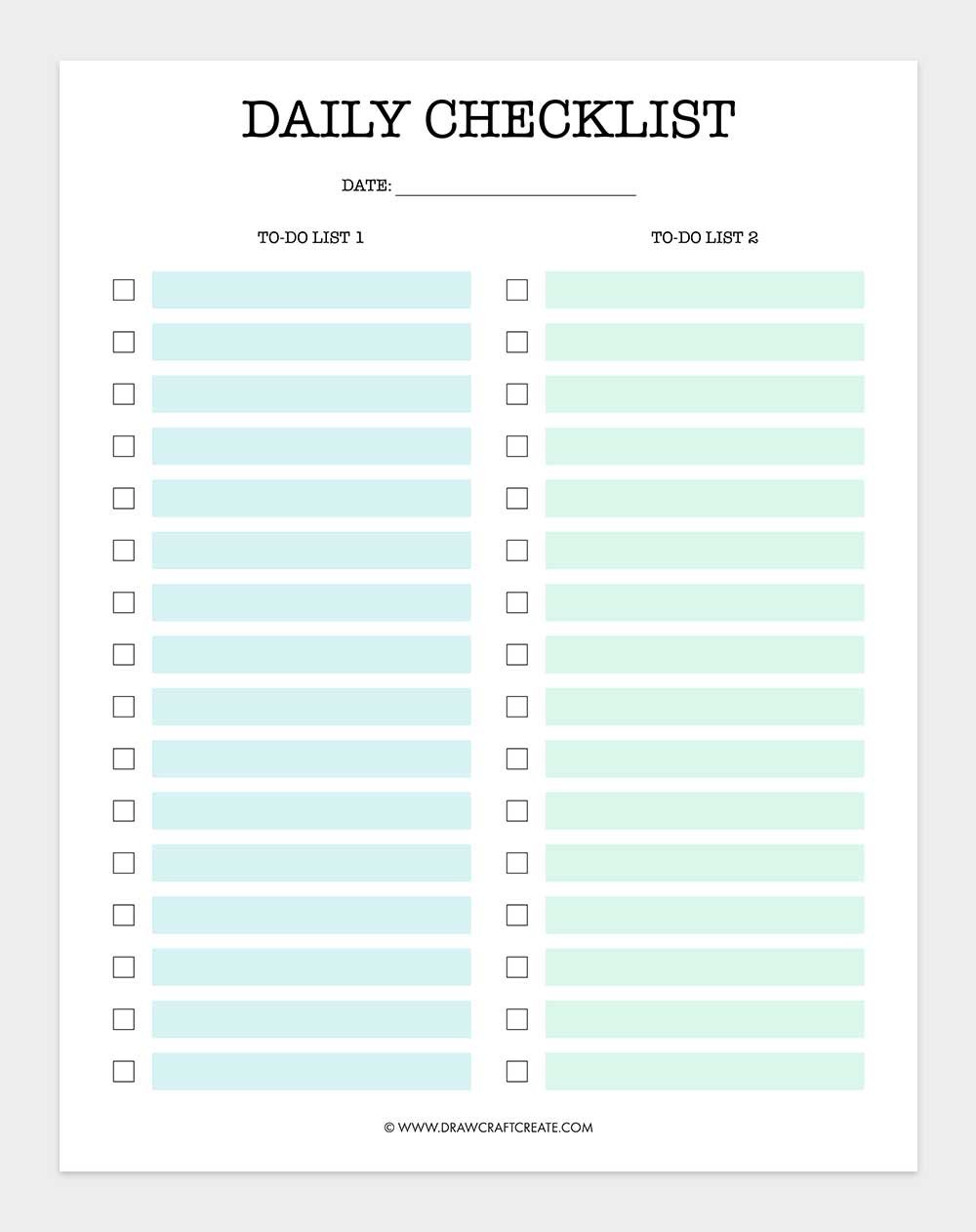 printable checklist template