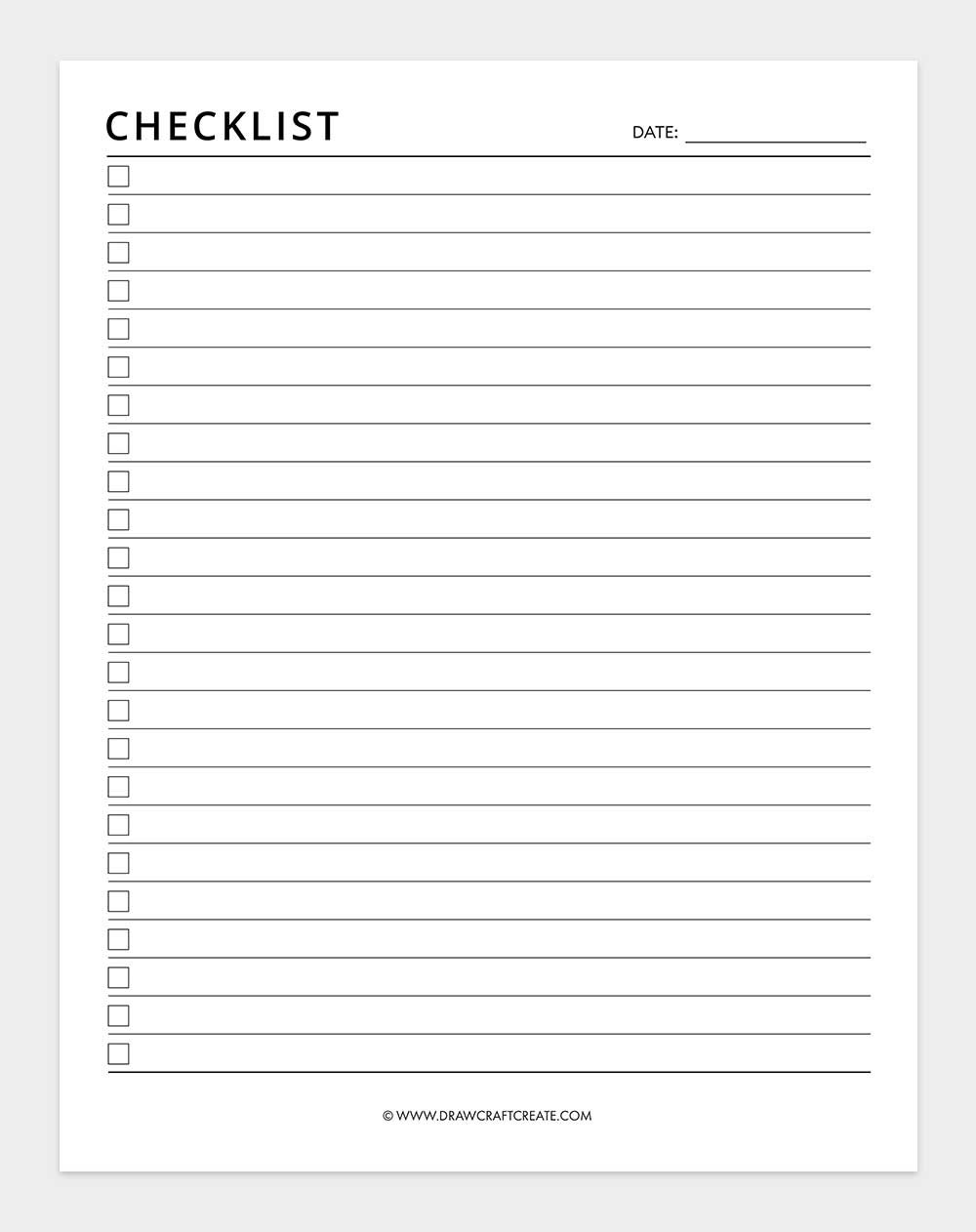printable checklist template