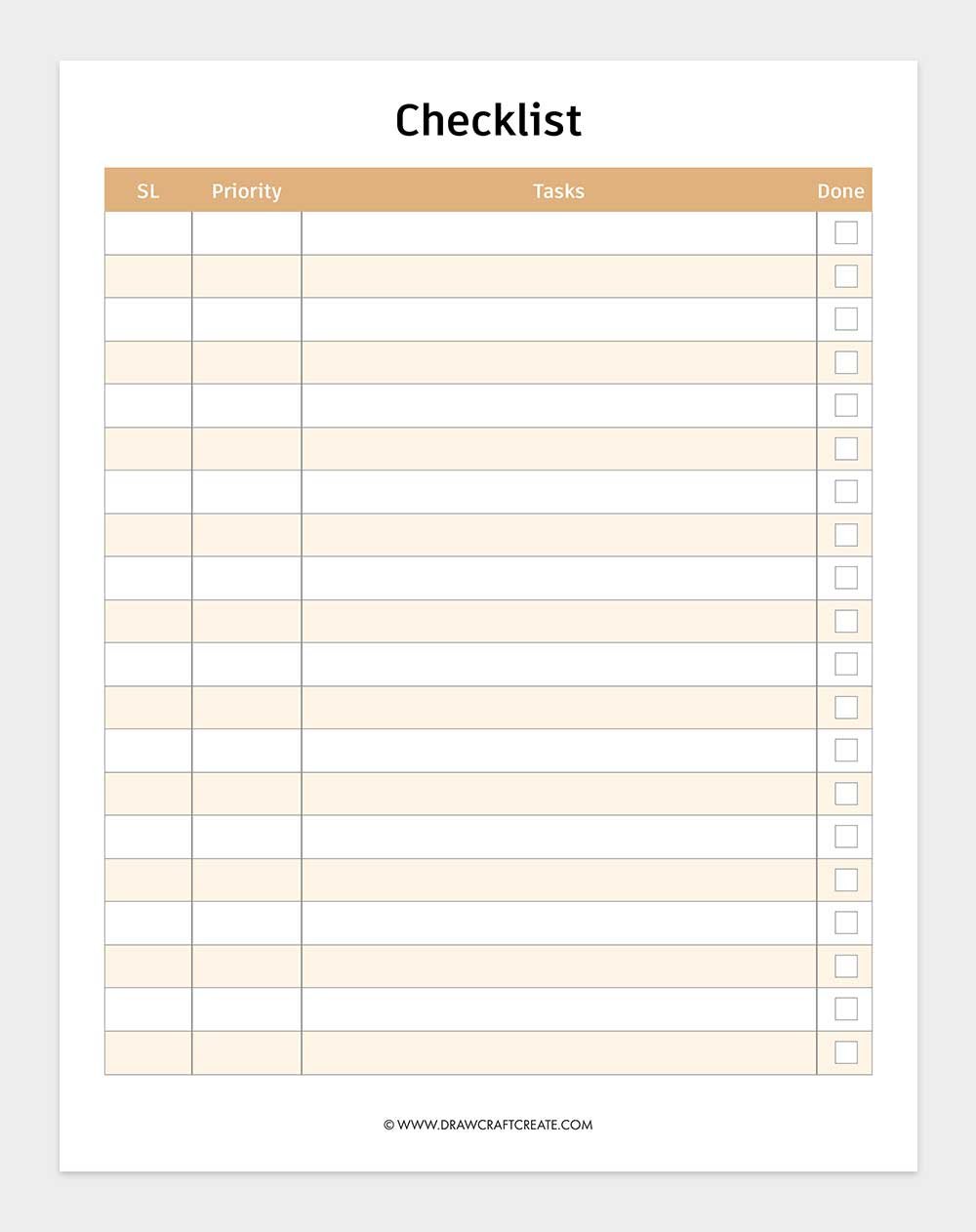 printable checklist template