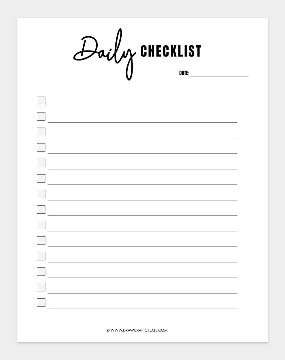 printable checklist template