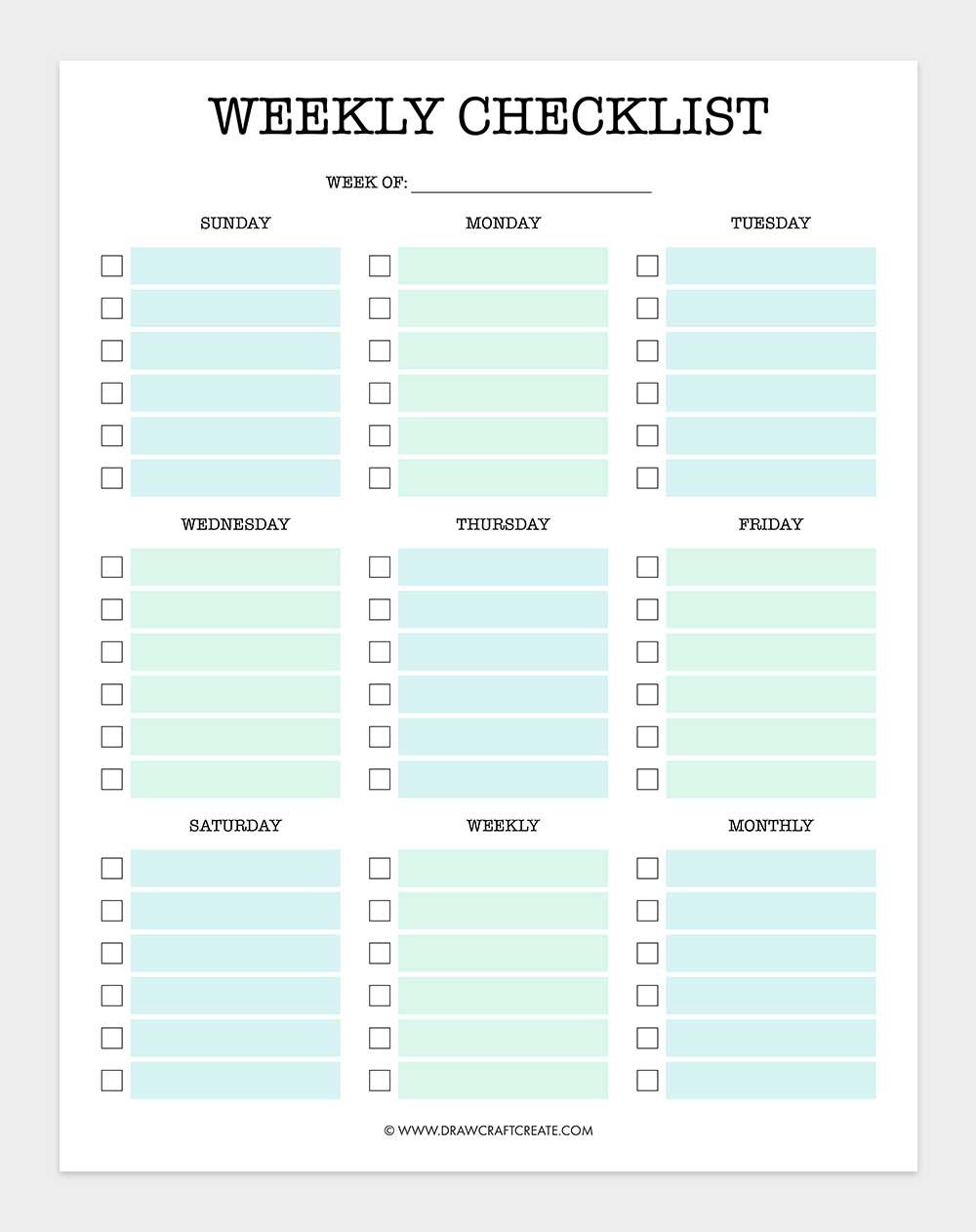 printable checklist template