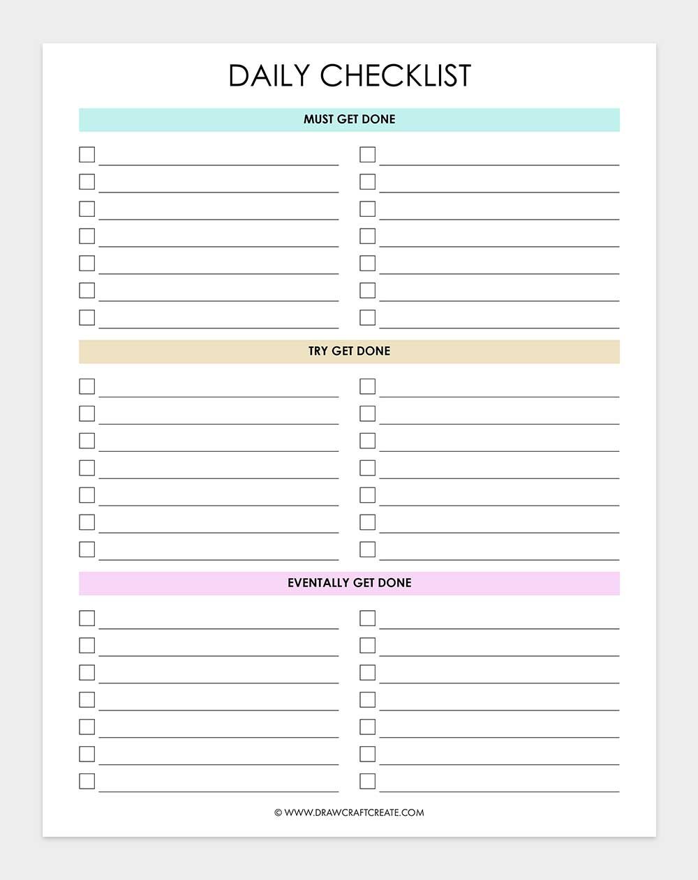 printable checklist template