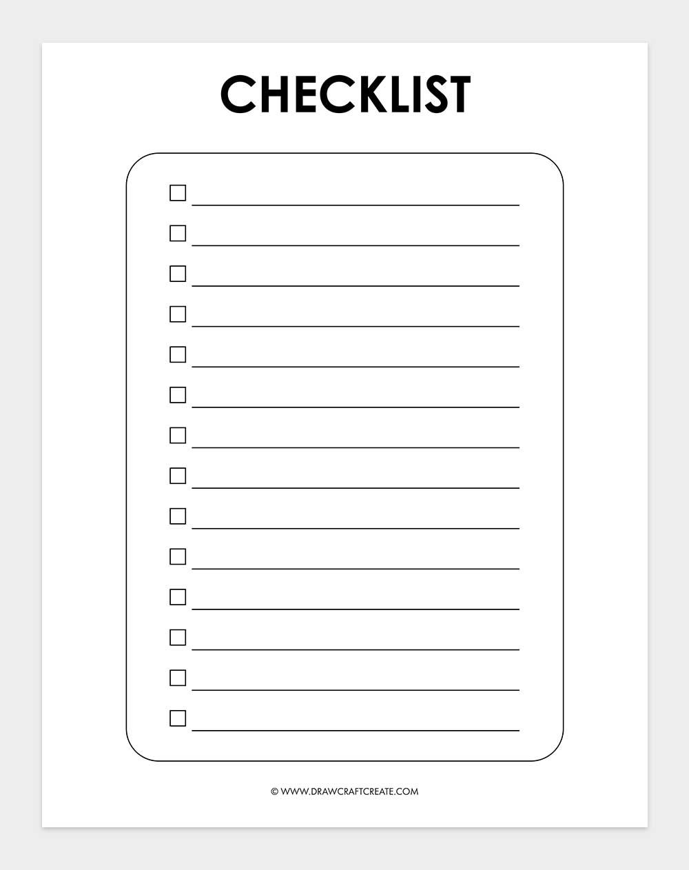 printable checklist template