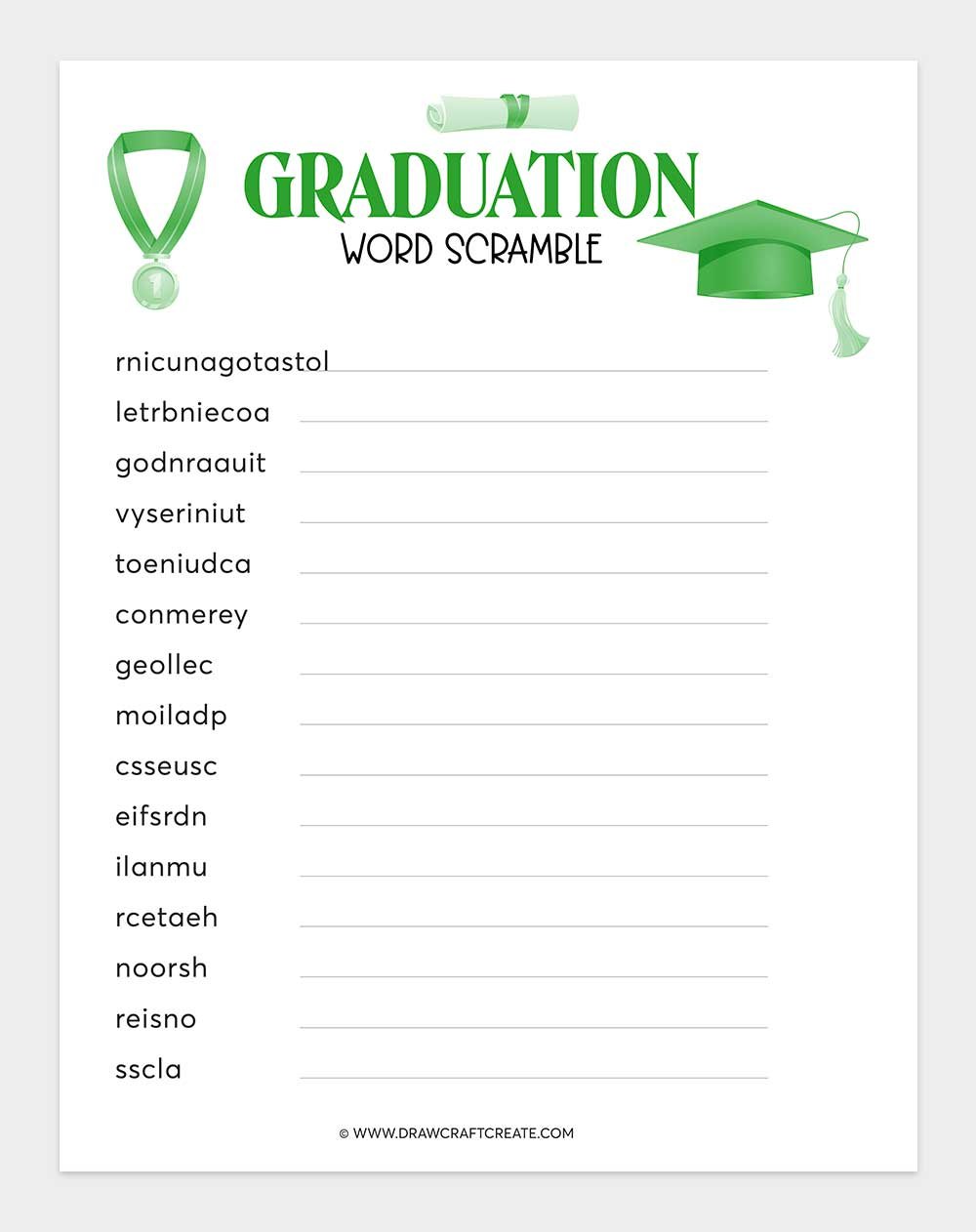 printable graduation word scramble