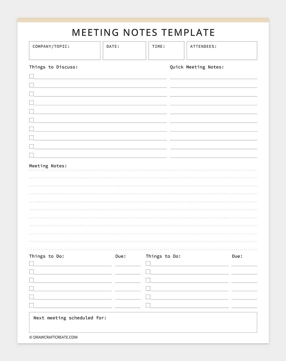 printable meeting notes template