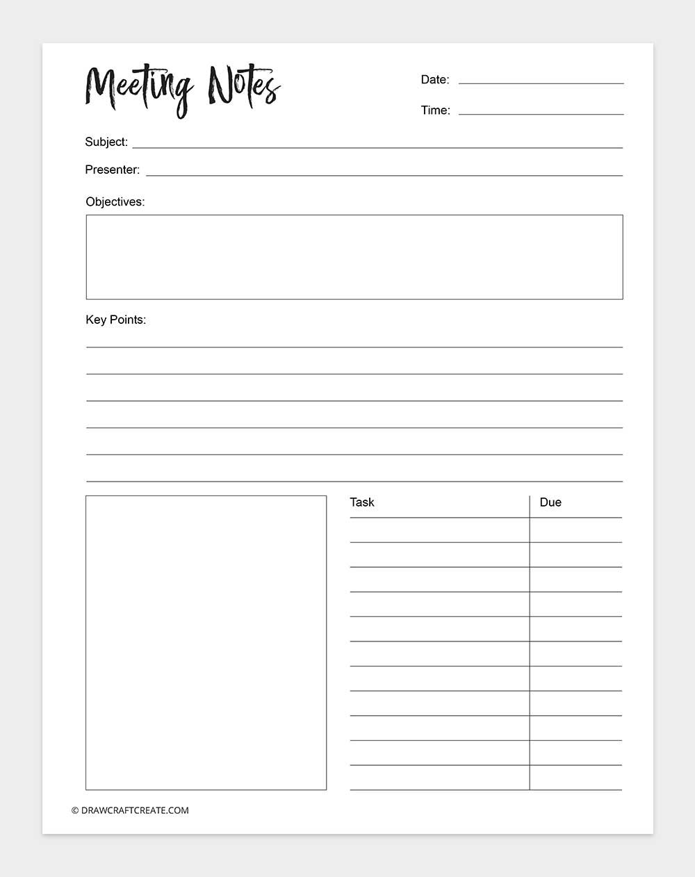 printable meeting notes template