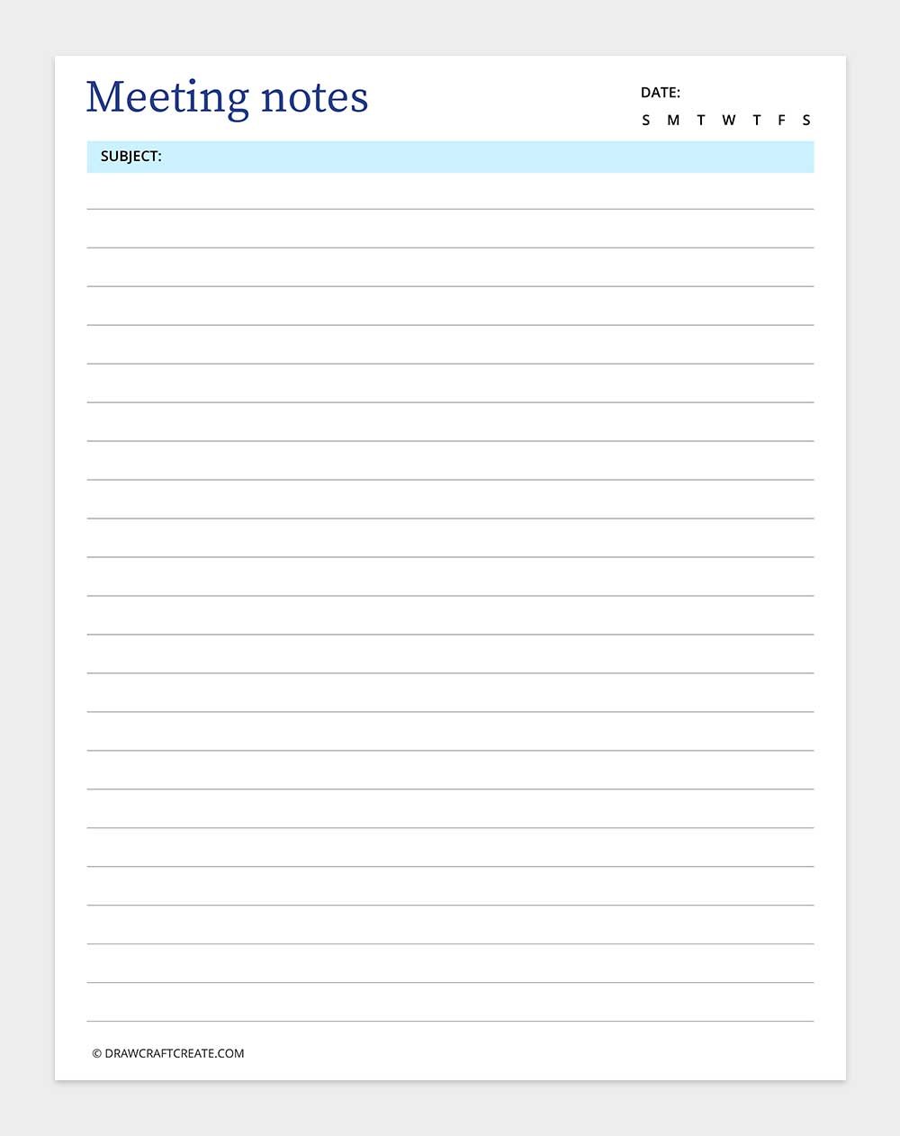 printable meeting notes template