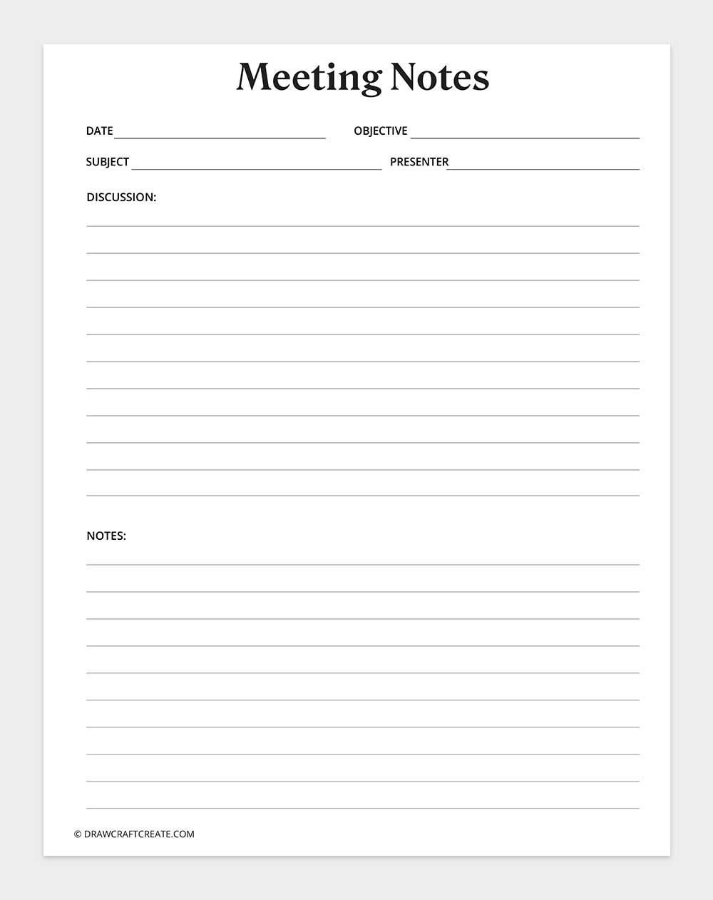 printable meeting notes template