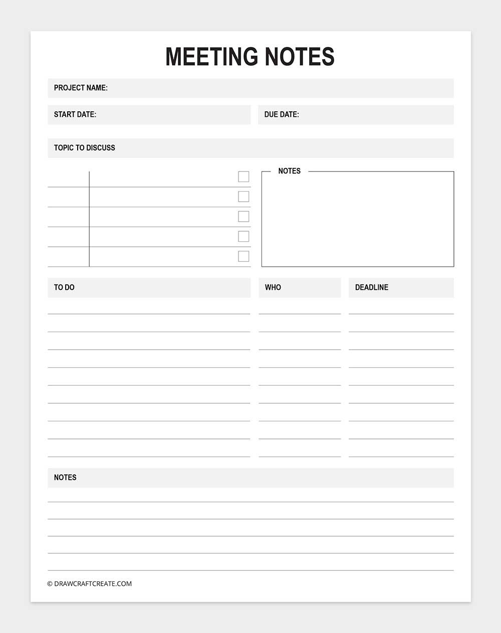 printable meeting notes template