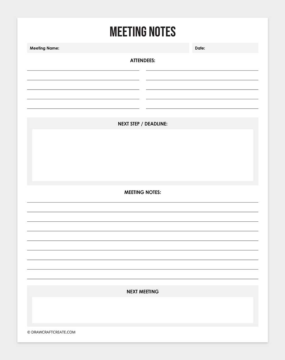 printable meeting notes template