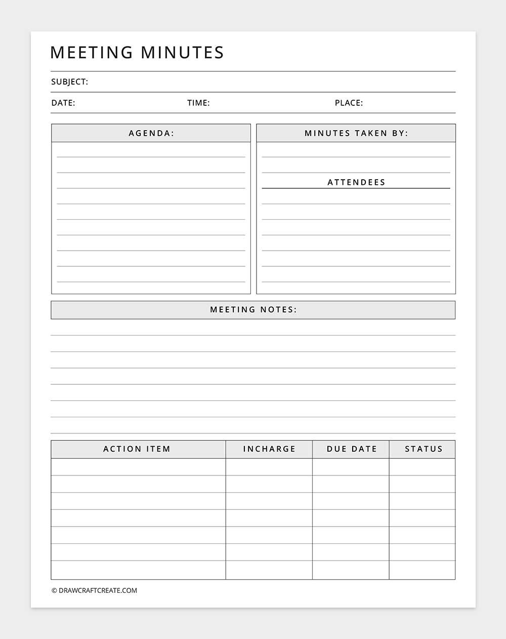 printable meeting notes template