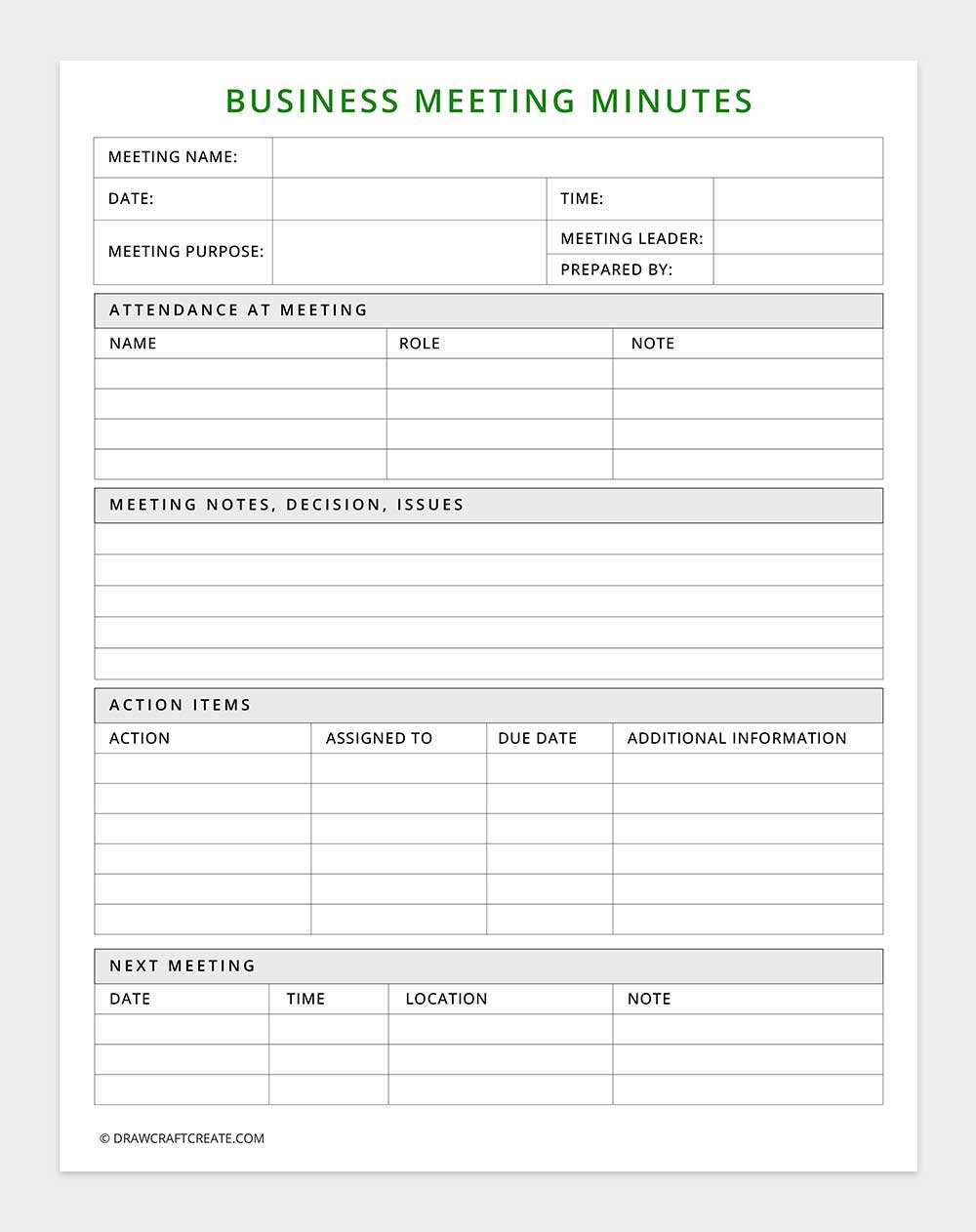 printable meeting notes template
