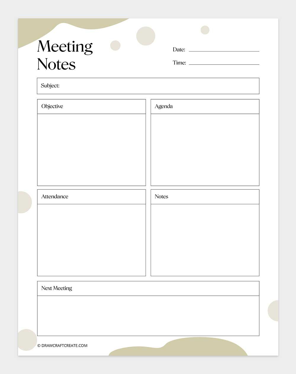 printable meeting notes template