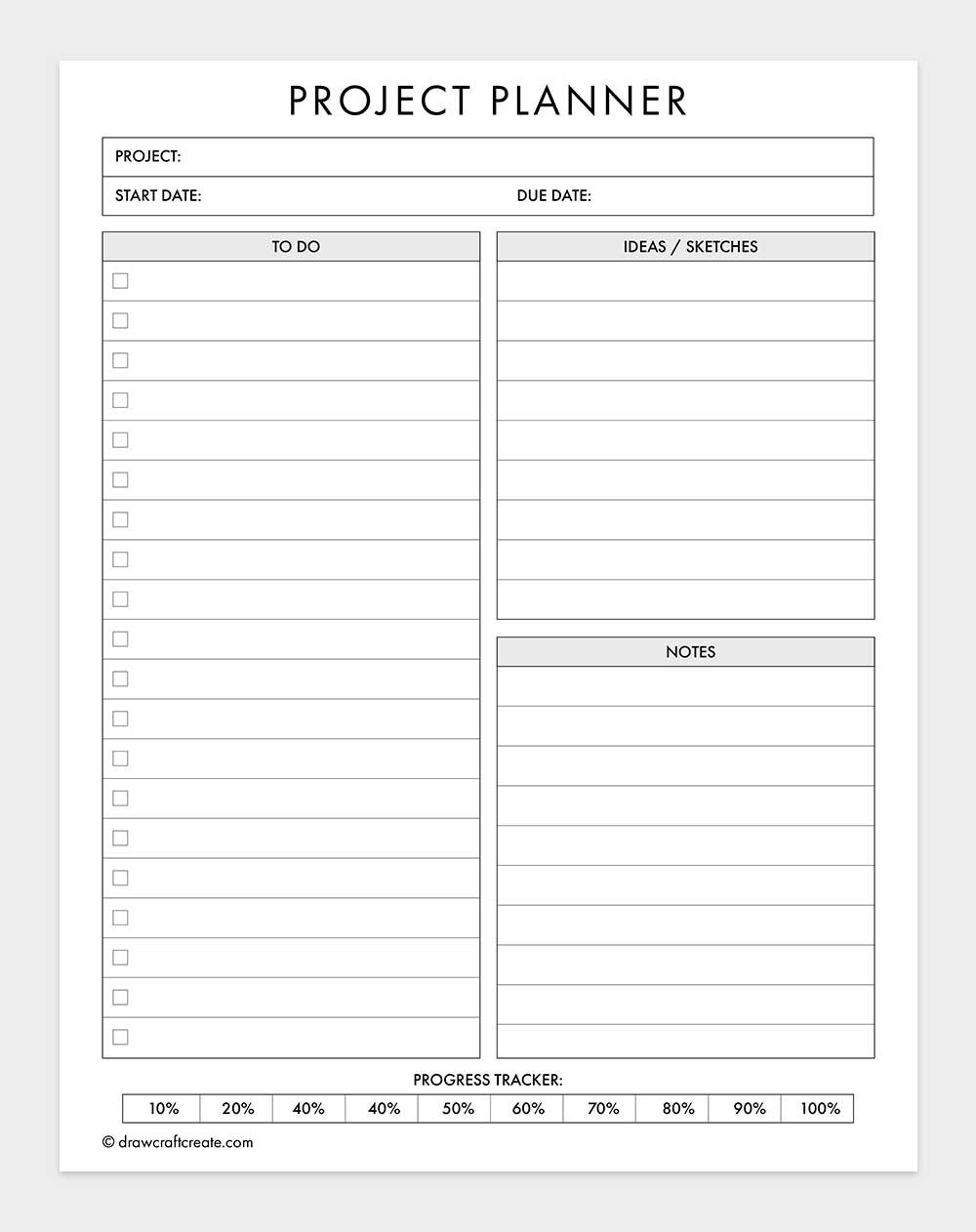printable project planner template