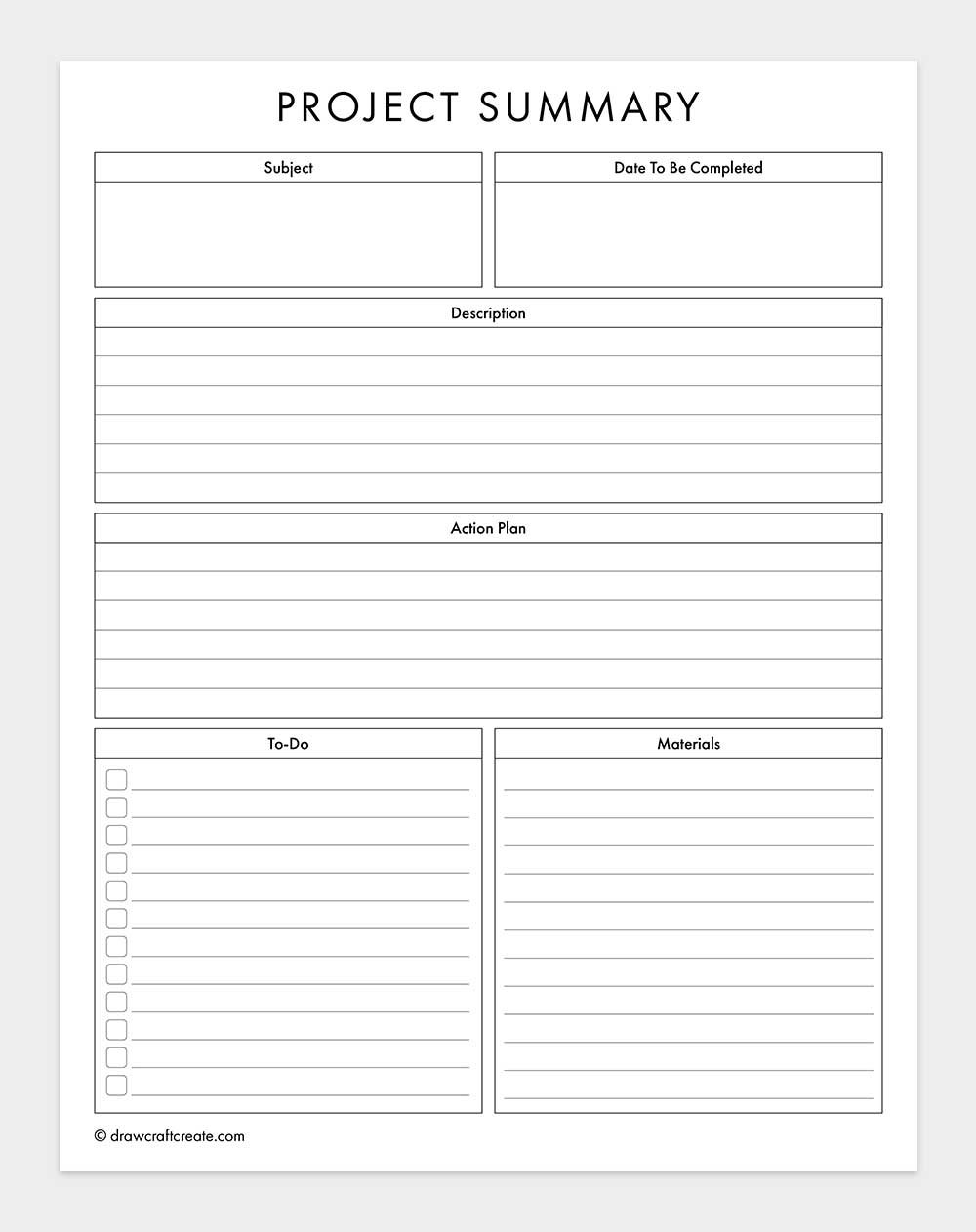 printable project planner template