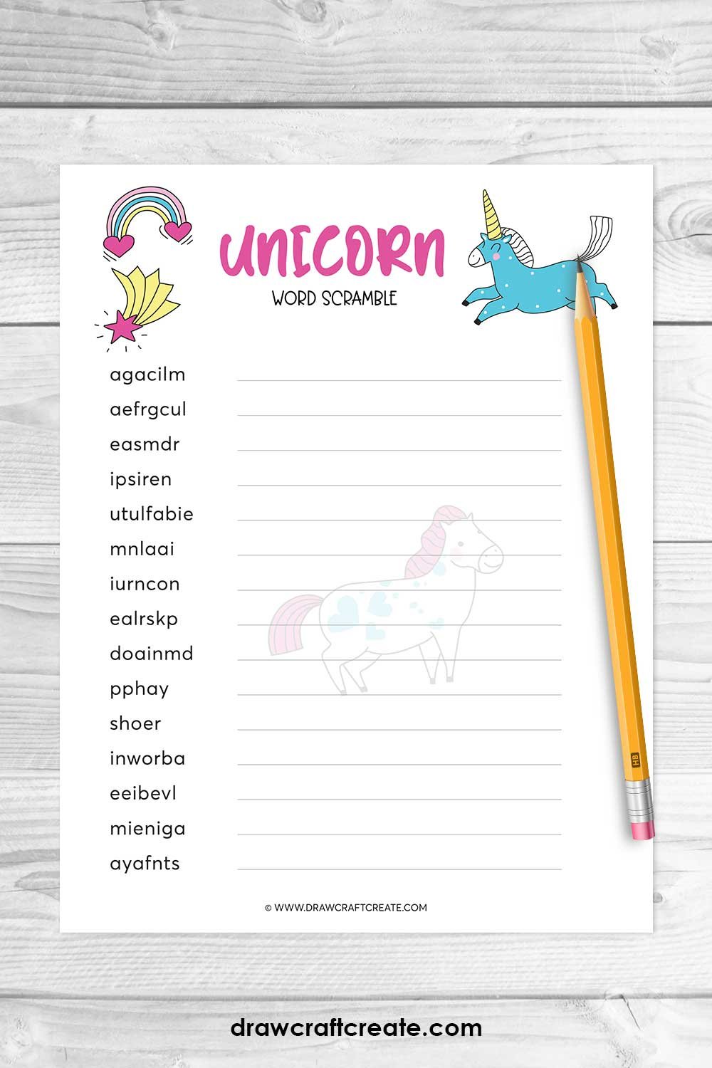 unicorn word scramble