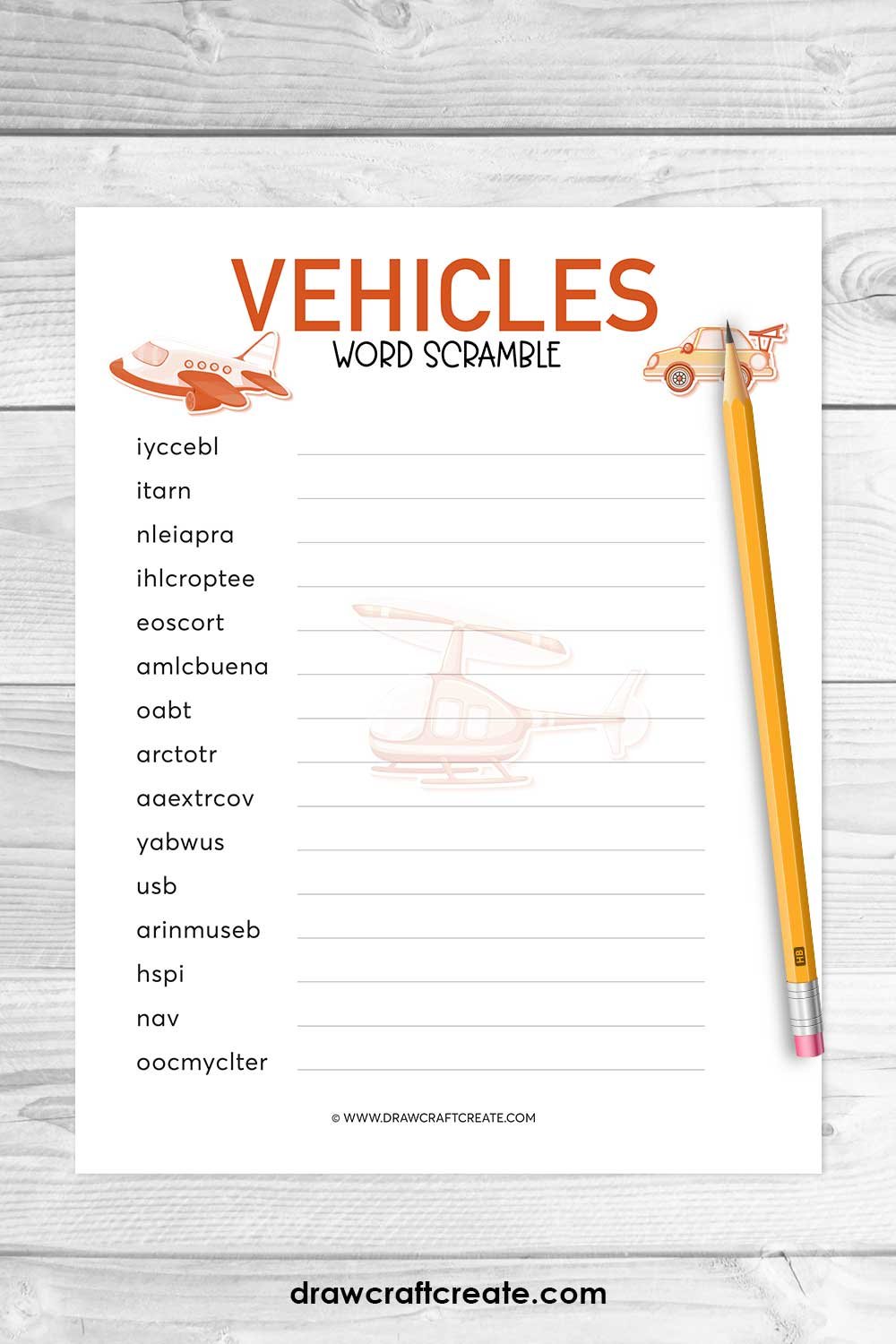 vehicles word scramble