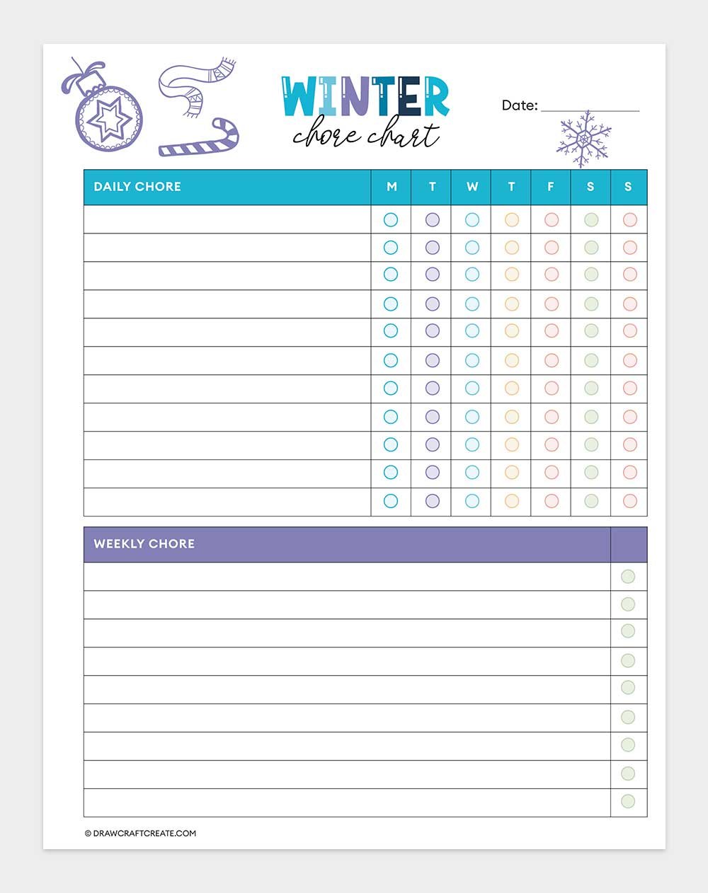 winter chore chart