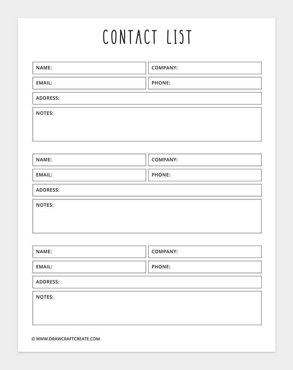 contact list