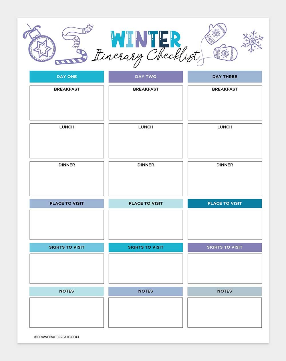 winter itinerary checklist