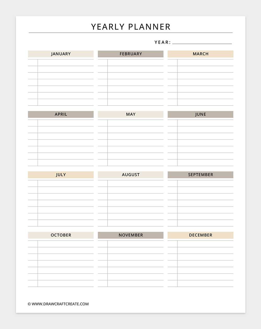 yearly planner