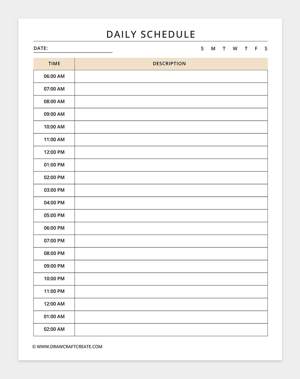 daily schedule