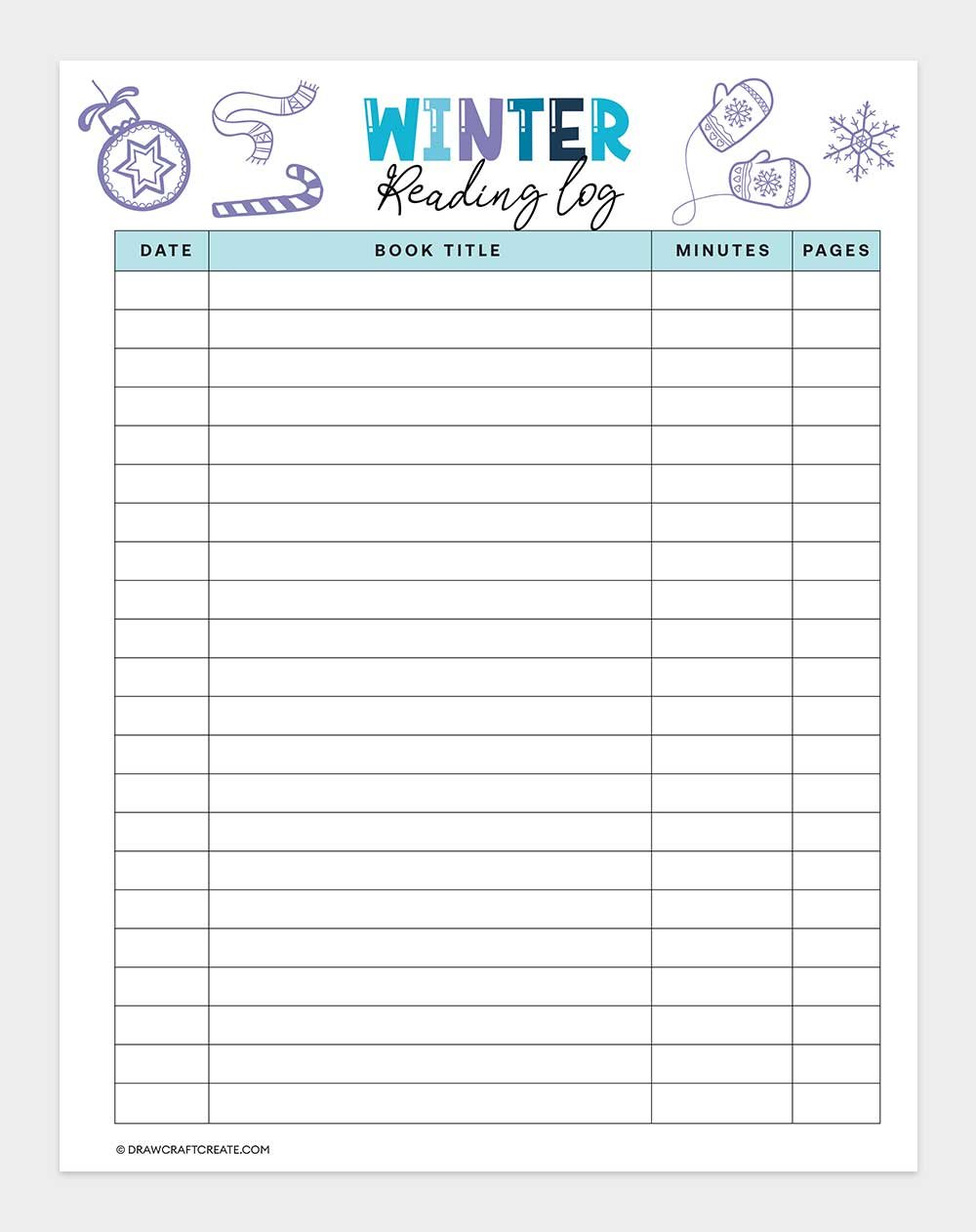 winter reading log