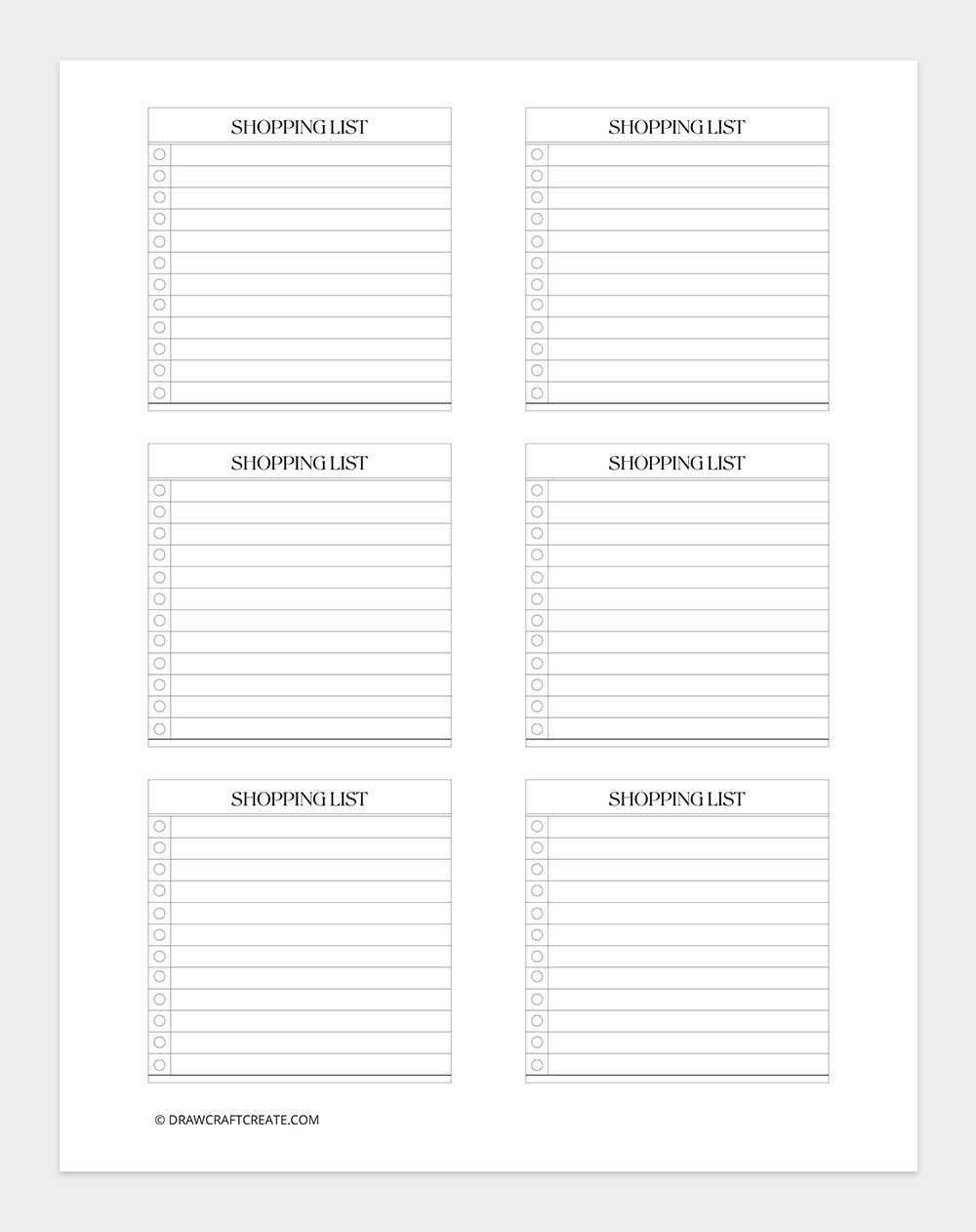 shopping list sticky notes