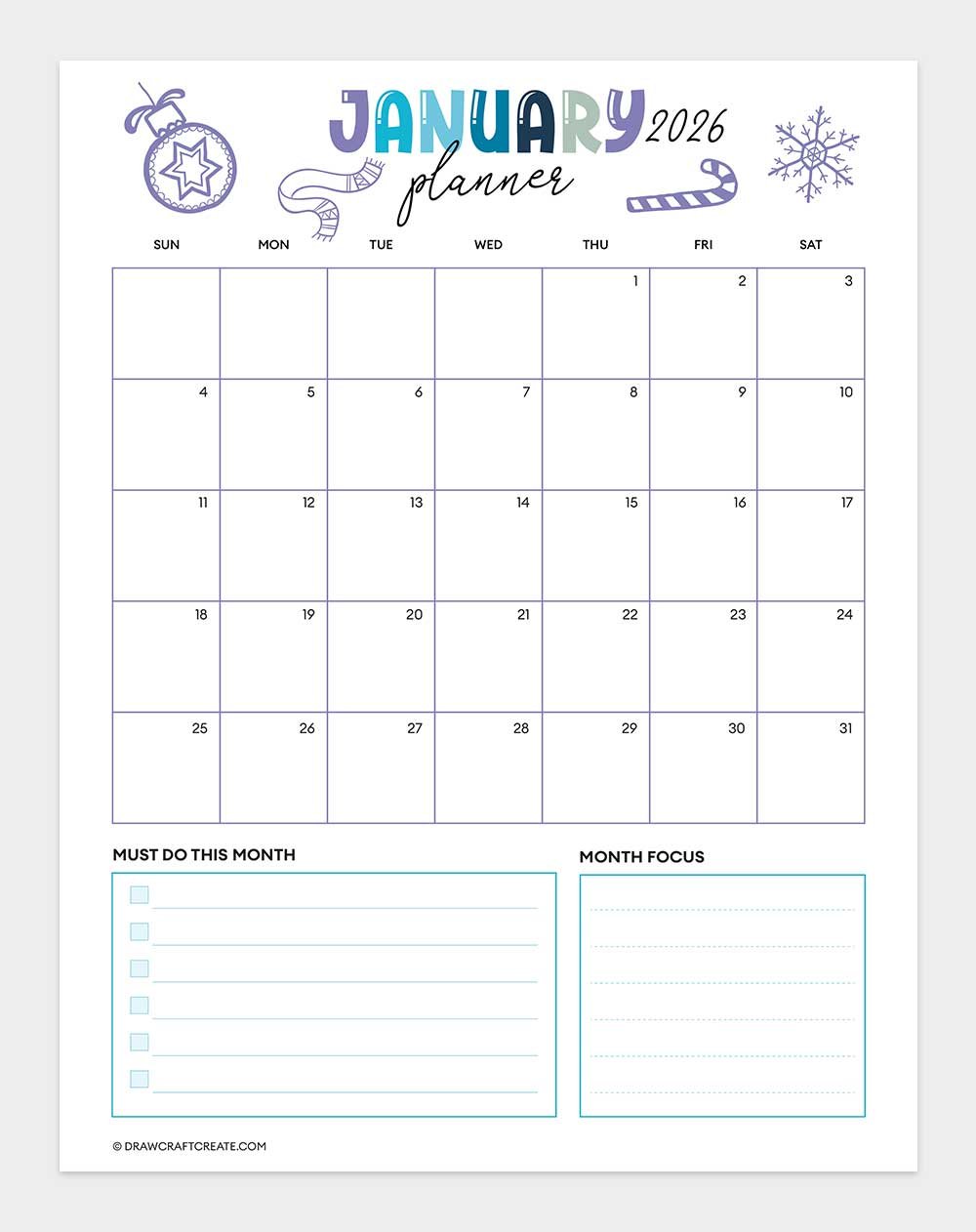 january 2026 calendar