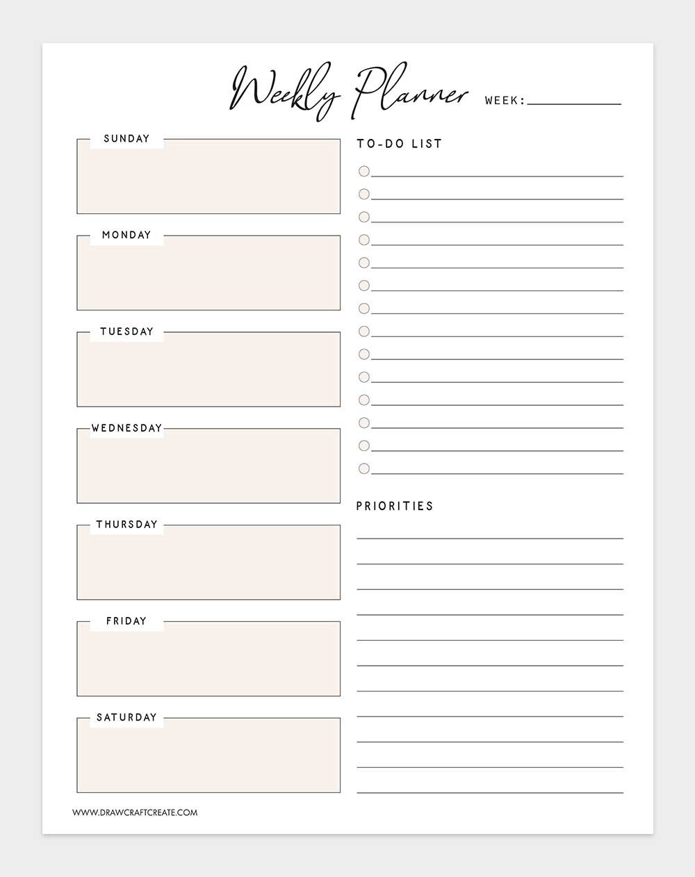 weekly planner