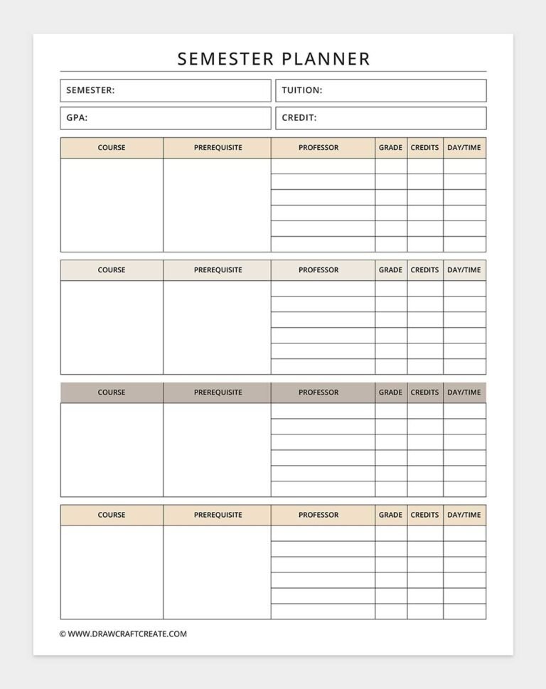 Free Student Planner Printable (56 Pages) - Draw Craft Create