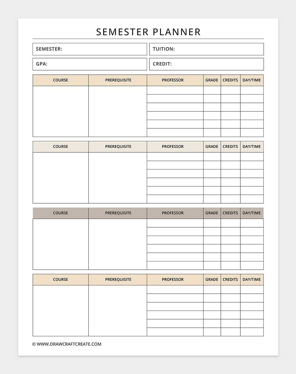 semester planner