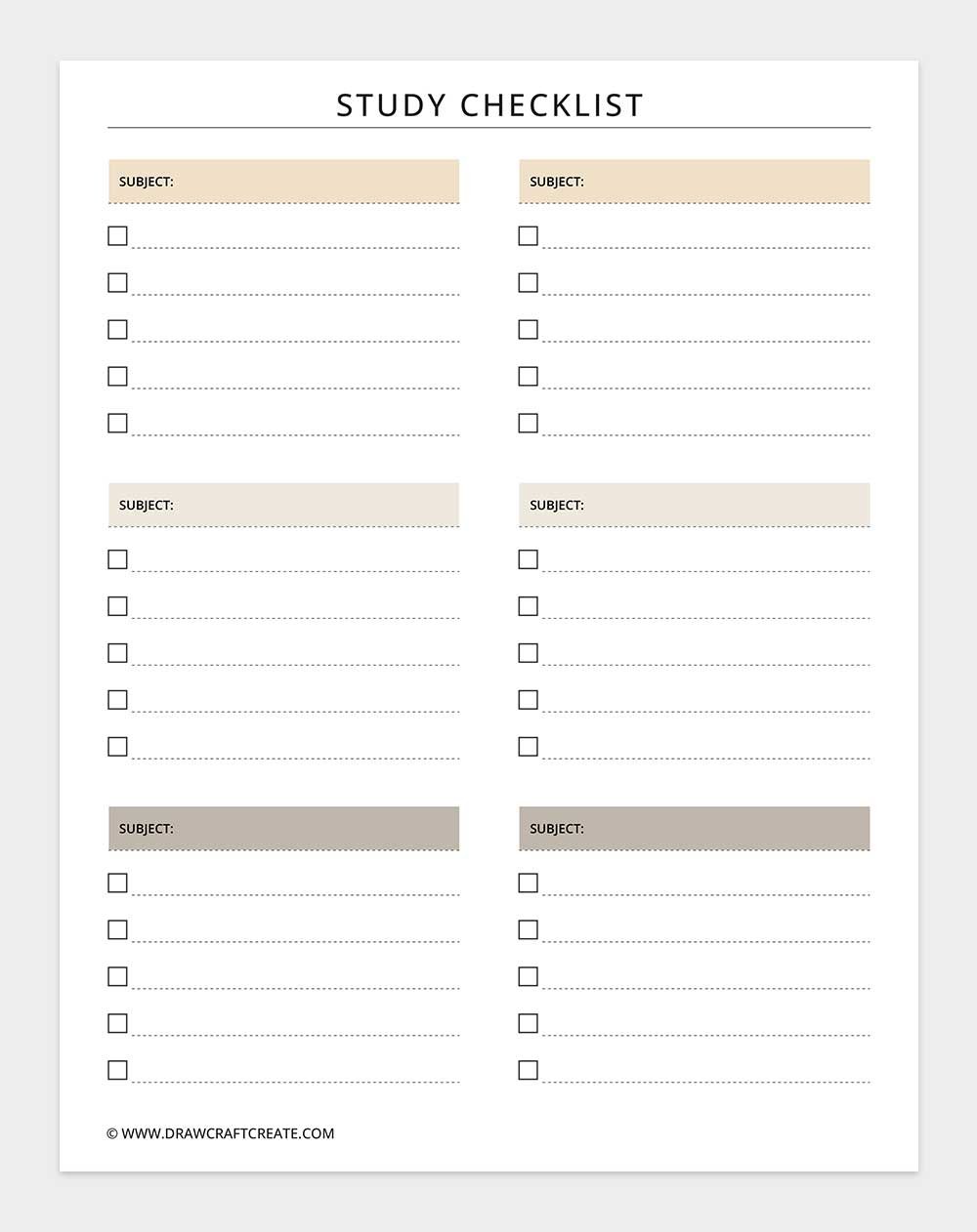 study checklist