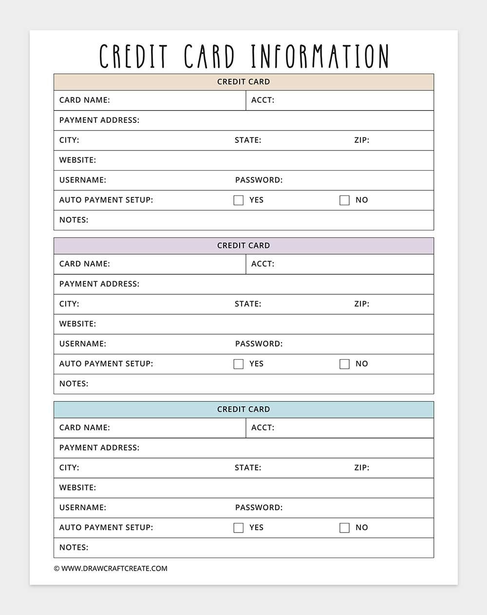 credit card information