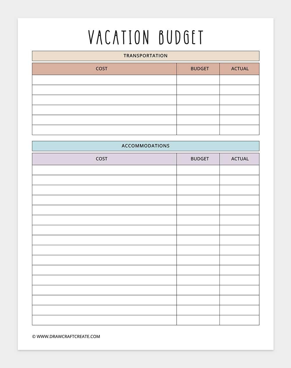 vacation budget