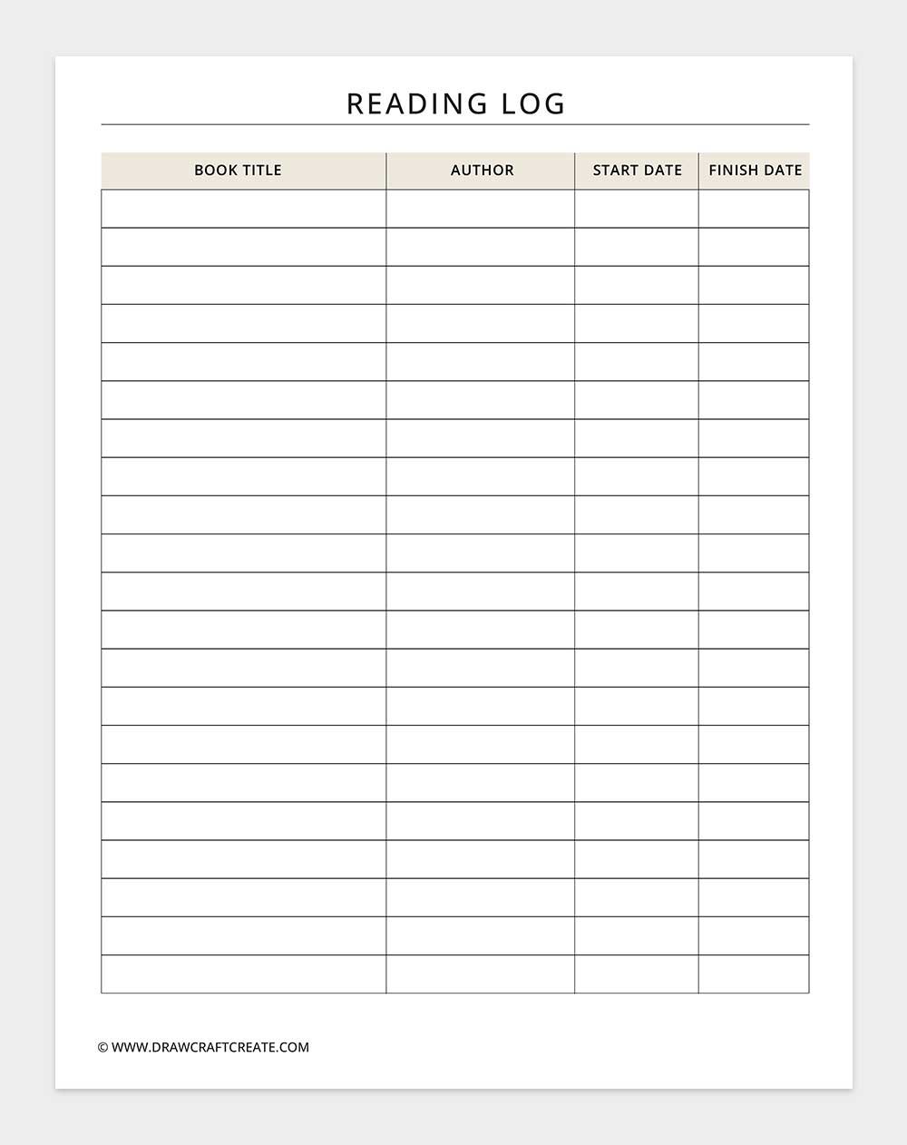 reading log