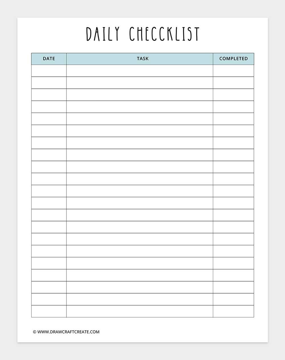 daily checklist template