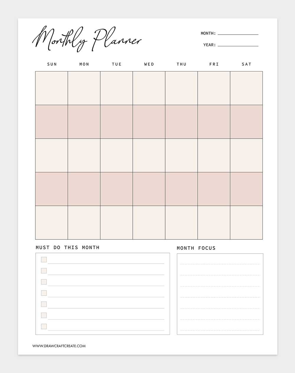 monthly planner