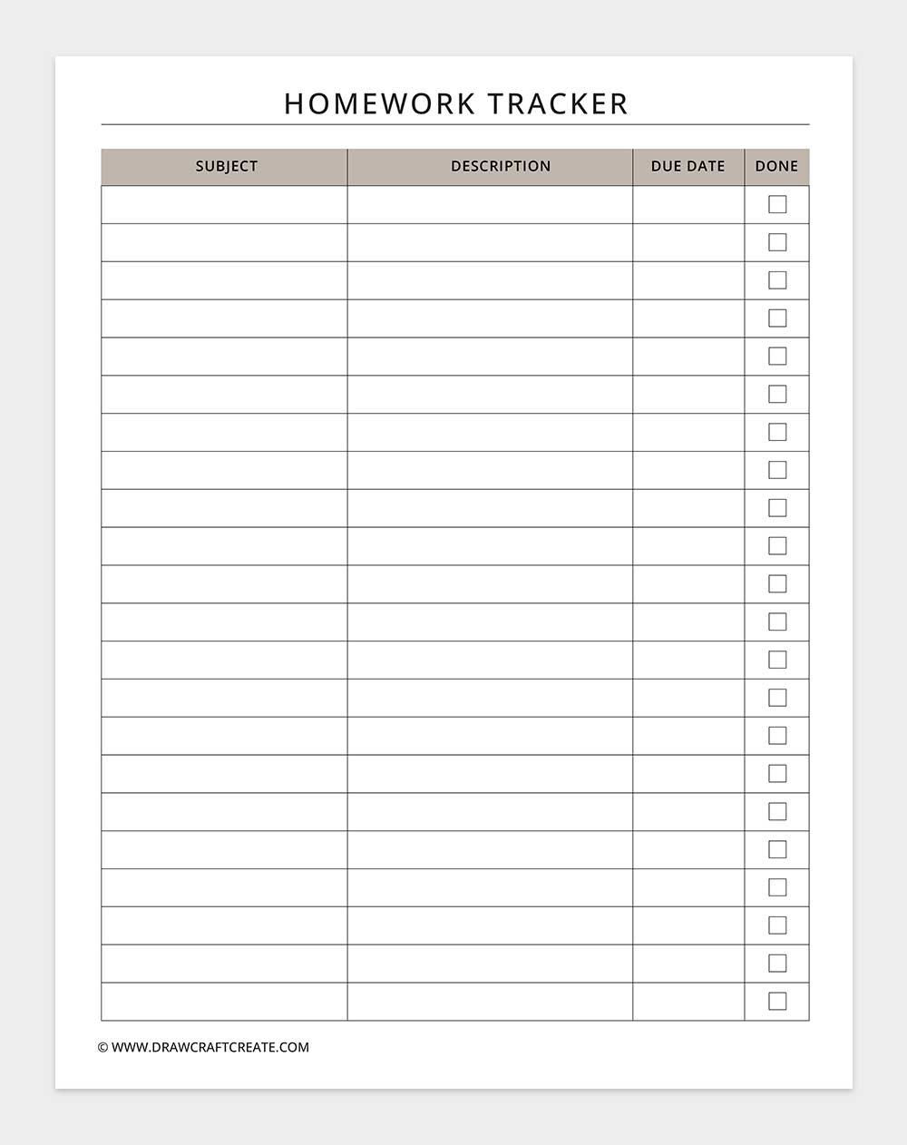 homework tracker