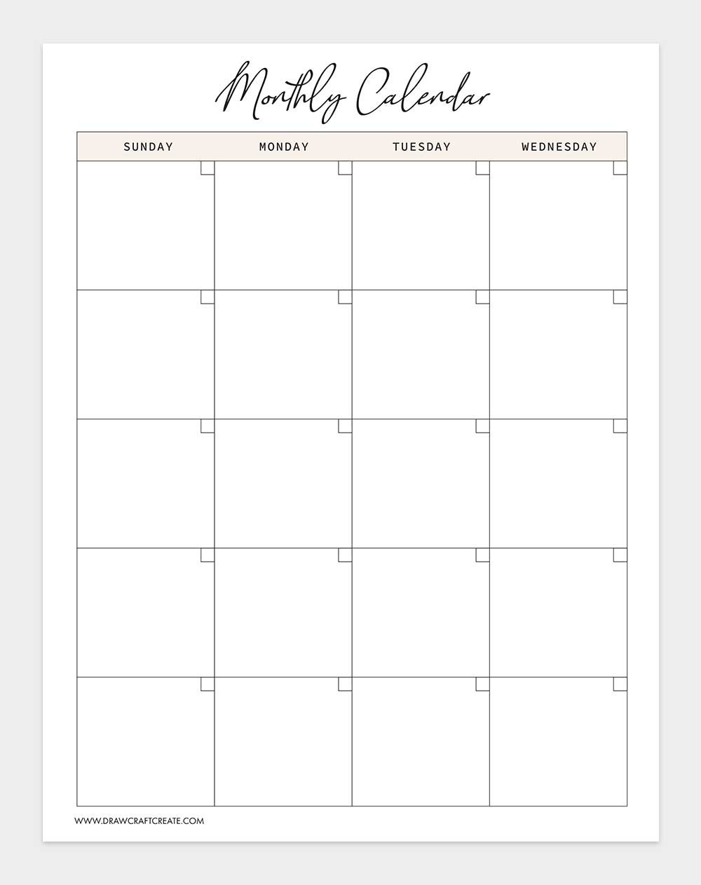 monthly calendar
