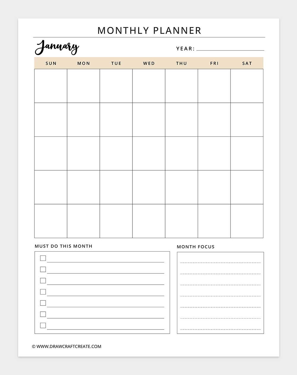 monthly planner