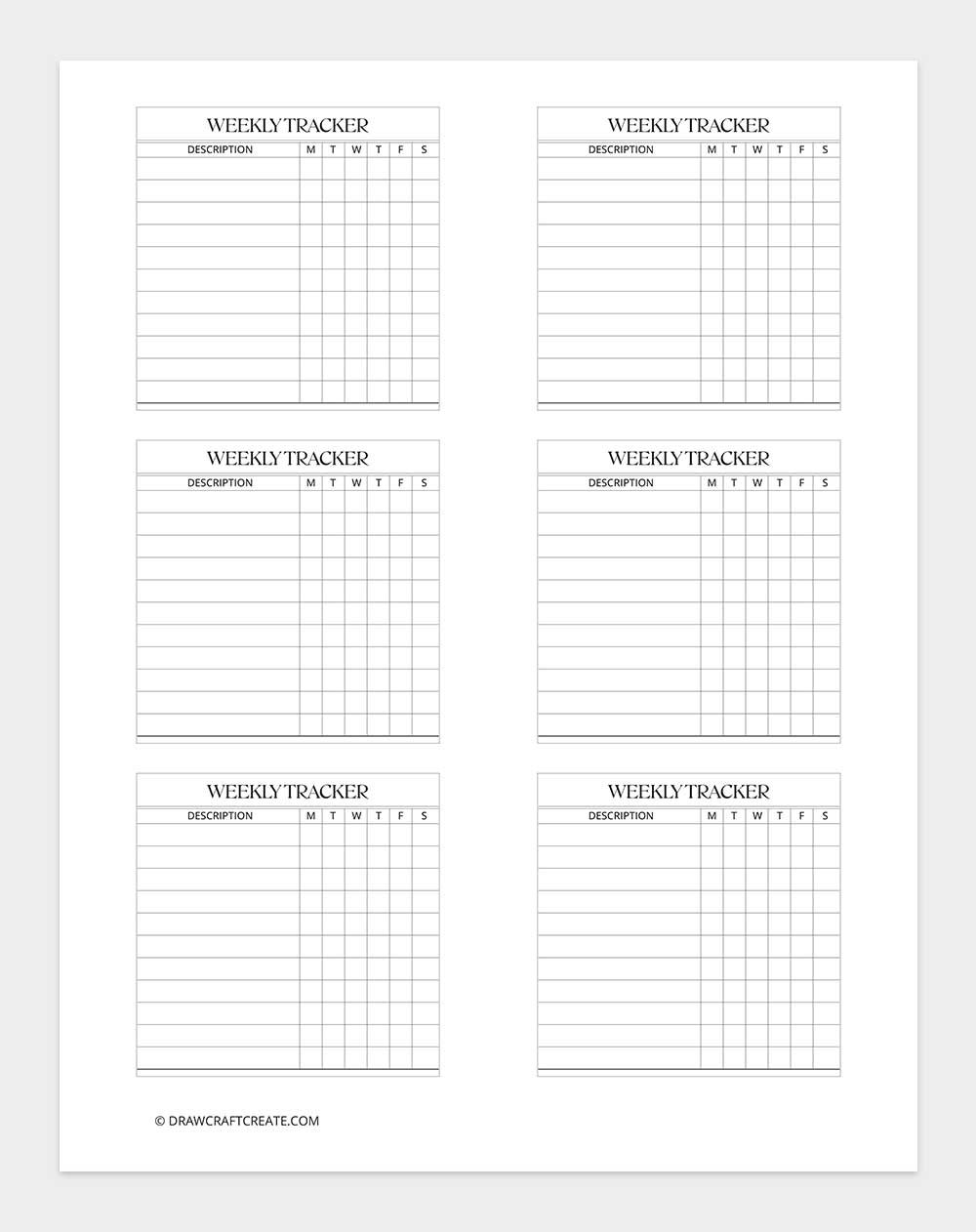 weekly tracker sticky notes