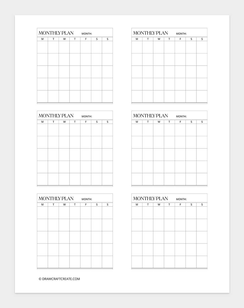 monthly plan sticky notes