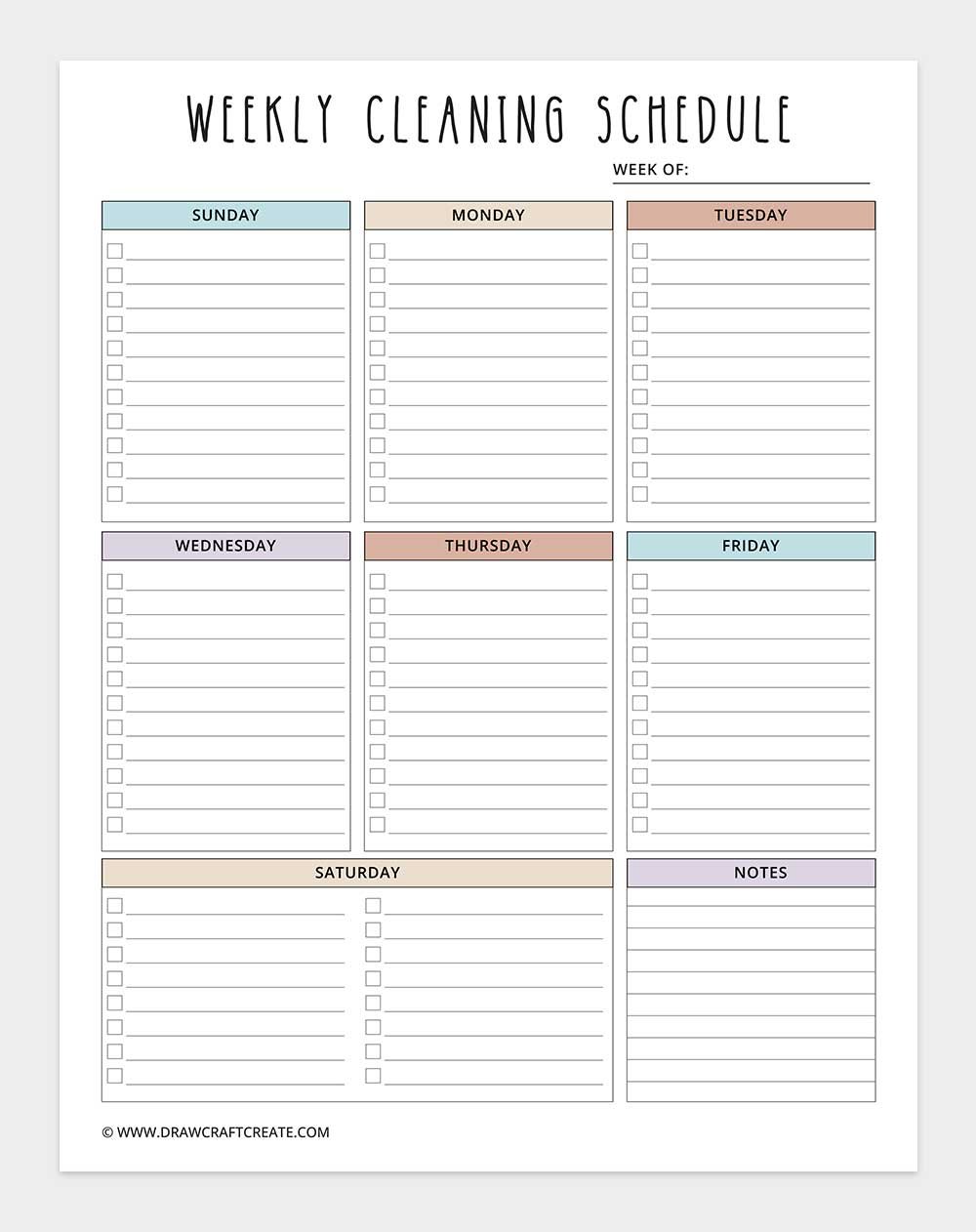 weekly cleaning schedule