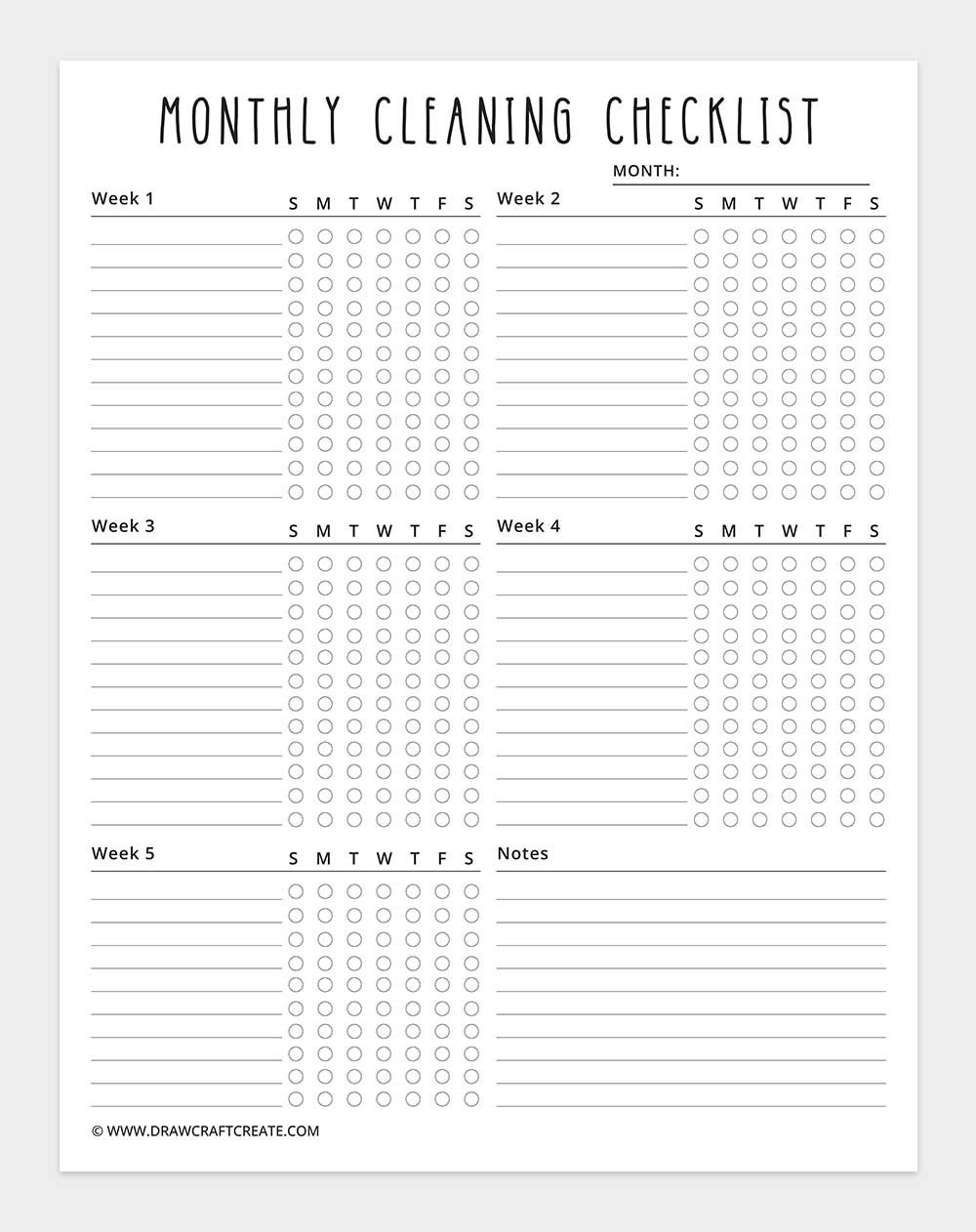 monthly cleaning checklist
