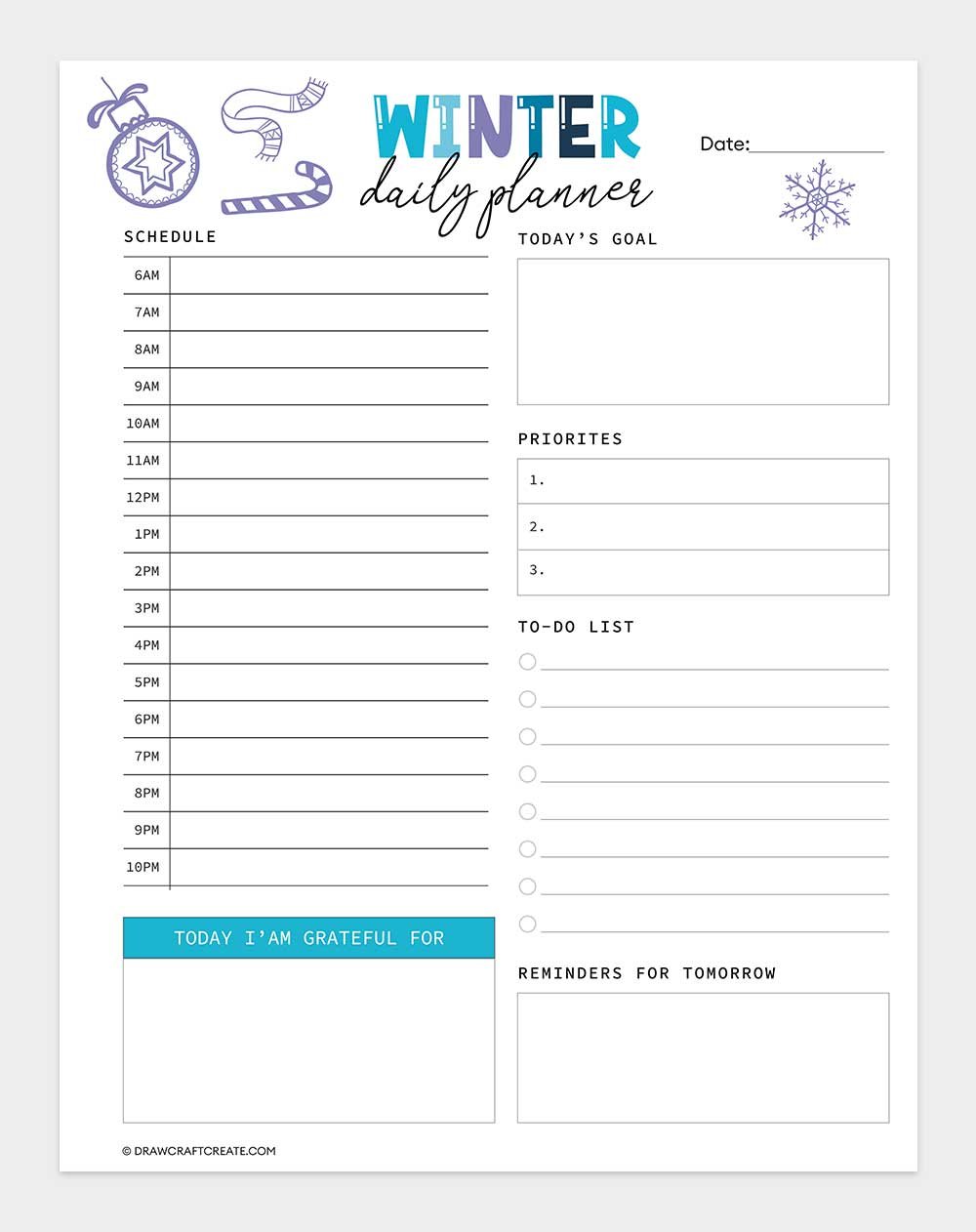 winter daily planner