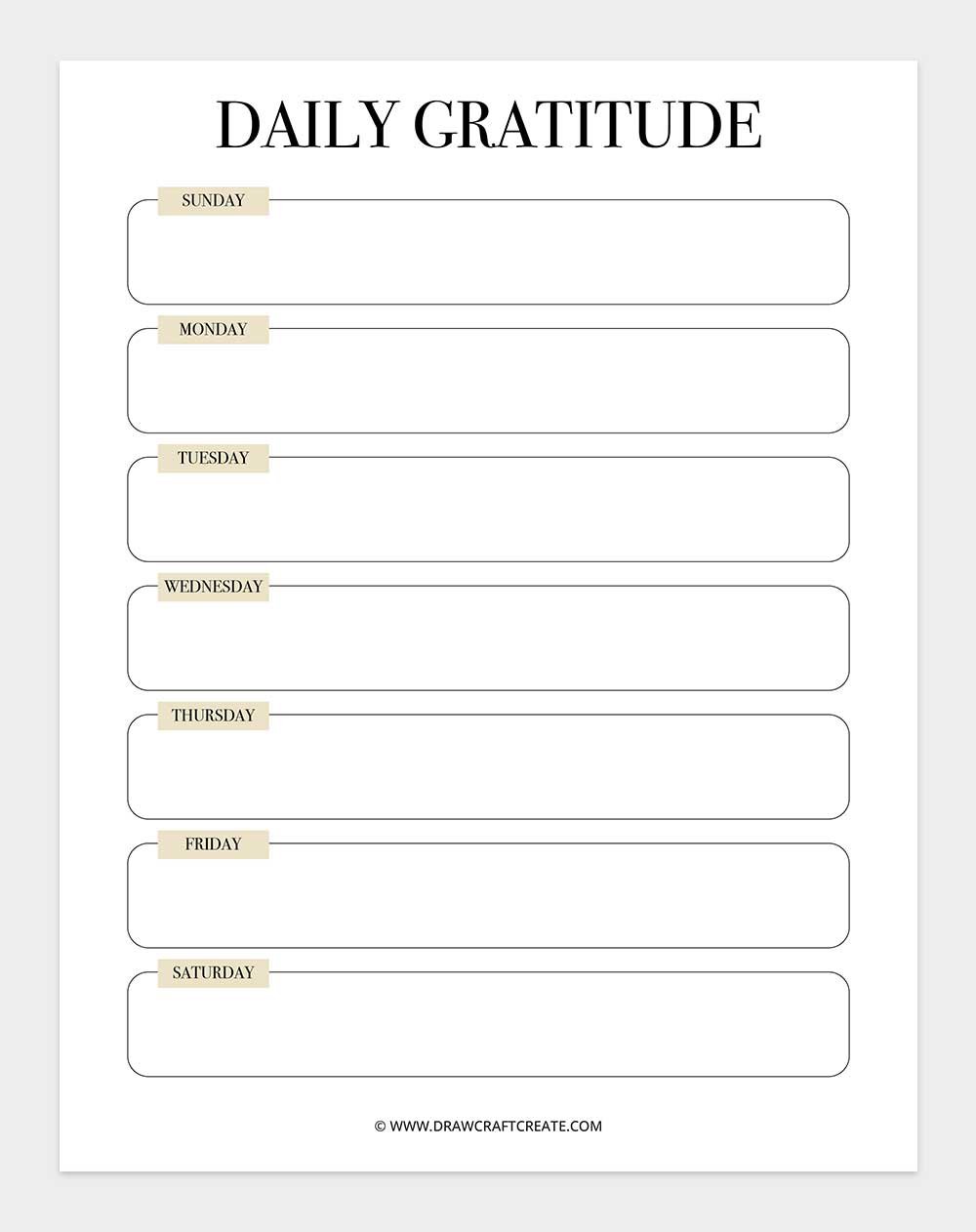 free printable gratitude journal template