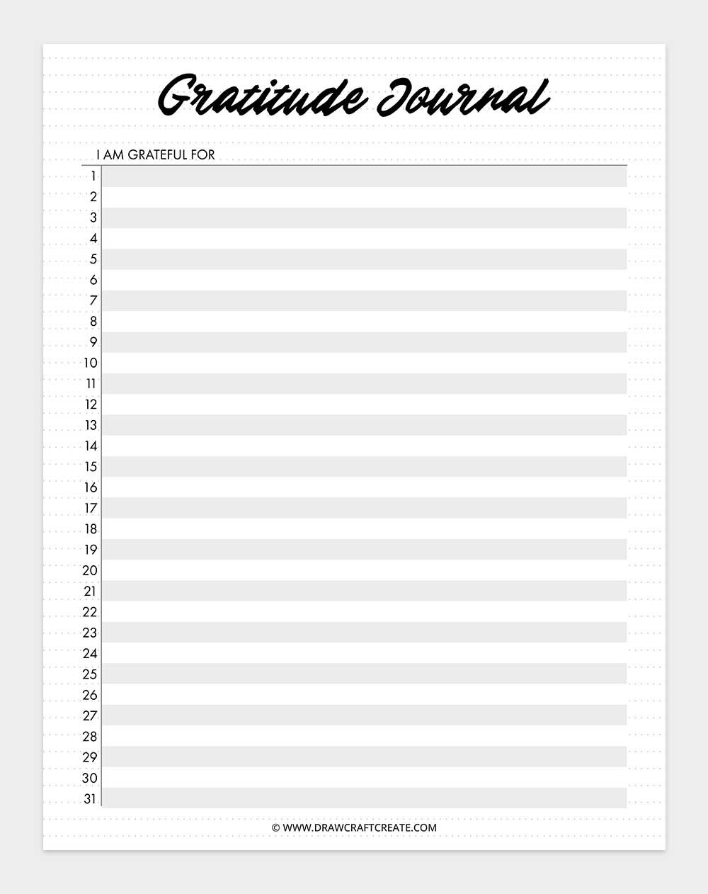 free printable gratitude journal template