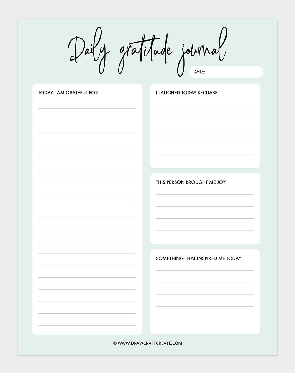 free printable gratitude journal template