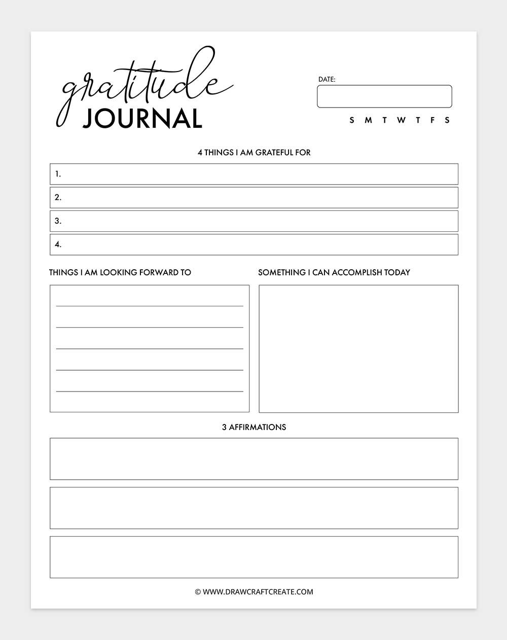 free printable gratitude journal template